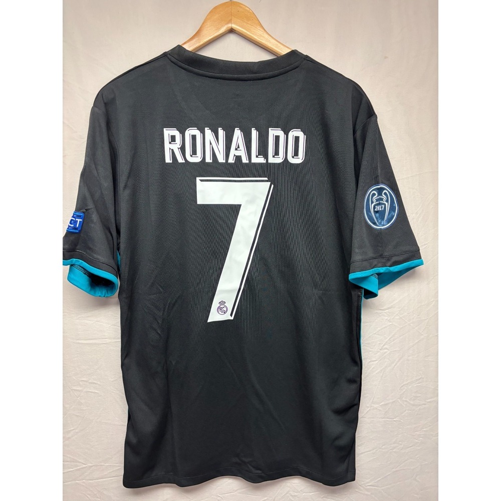 Real Madrid Adidas Away Kit Jersey Mens Black Cristiano Ronaldo Climacool XL NEW - Picture 4 of 14